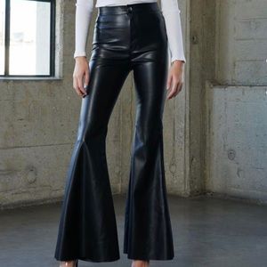 VIBRANT MIU Leather Flare Pant Size M